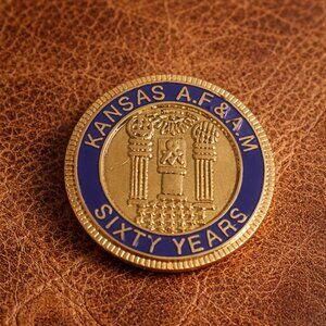 Kansas A.F.&A.M. 60 Years Service Vintage Lapel Pin